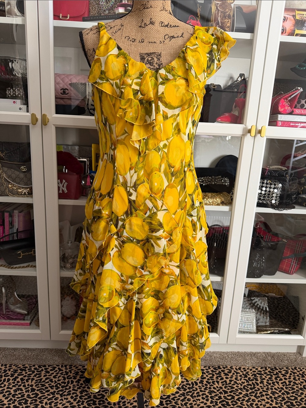 Y2K Signature by Robbie Bee Yellow Lemon-Print Ruffle Midi Dress - Picture 8 of 9